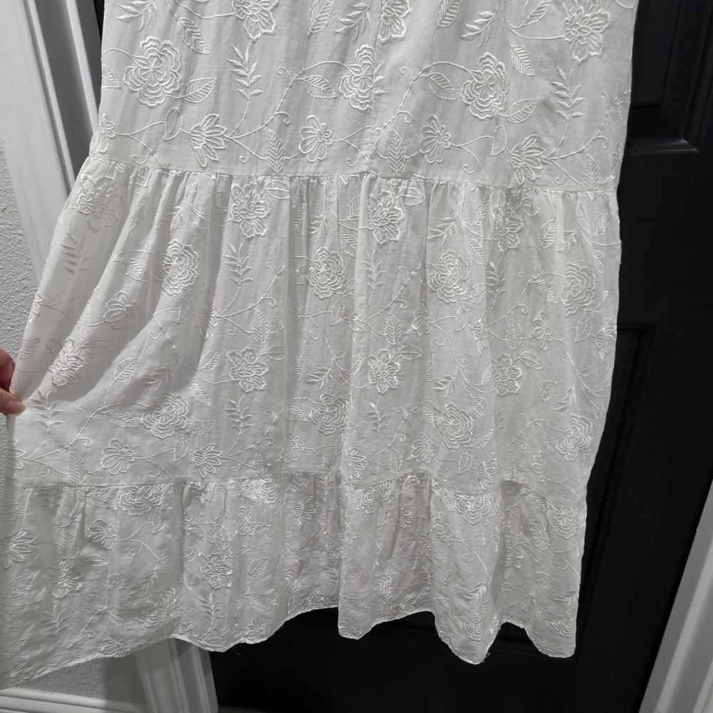 NWOT Alice & Olivia White Puff Sleeve Cotton Embroidered Midi Dress Sz 6 - Picture 8 of 8